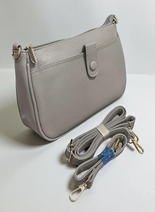 GLOSSY Crossbody Sling Bag for Women and Girls, with Detachable Straps, PU Material, Multiple Compartments and Pockets (Grey) - Image 2